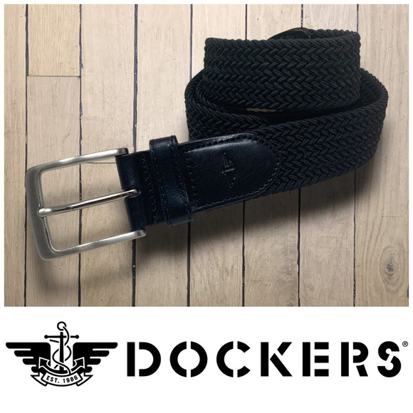 Vintage Y2K Dockers Men's Sz 38 Black Braided Twill Belt Silver Hardware - Picture 1 of 5